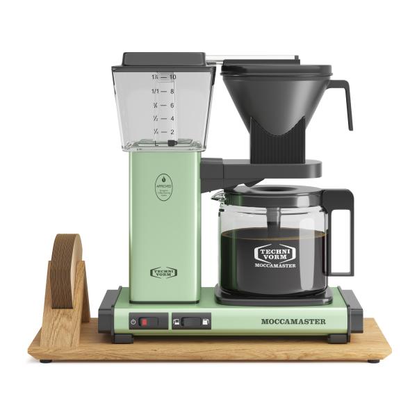 Podstawka pod ekspres Moccamaster – widok z przodu z filtrami w uchwycie